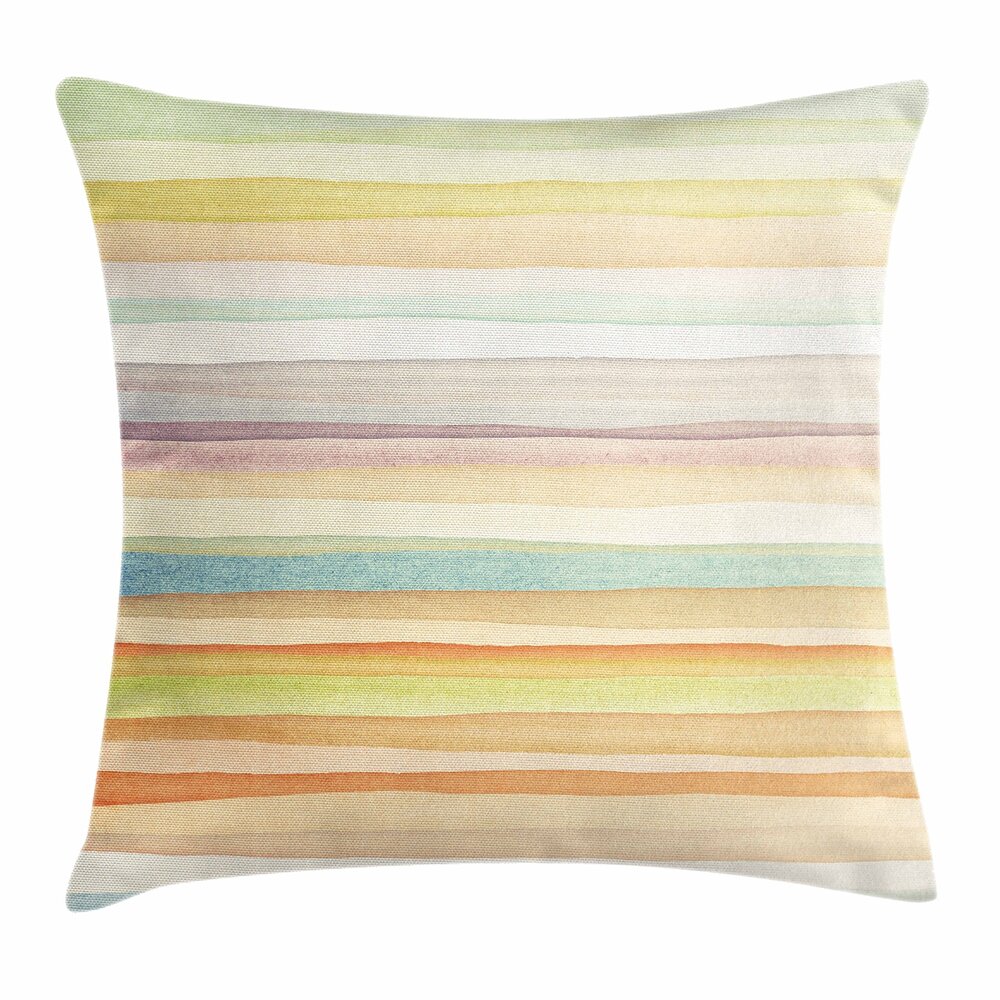 5859 Pastel Throw Pillow Cushion Cover, Horizontal Watercolors Stripes